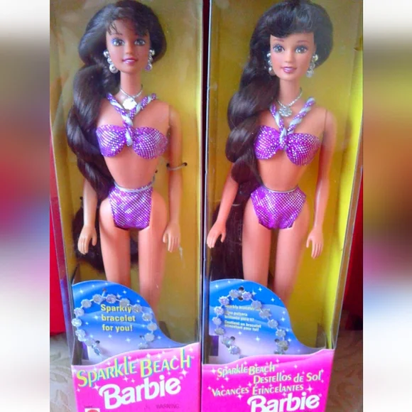 1995 Sparkle Beach Teresa 90s Purple Swimsuit Barbie Doll - Picture 5 of 10